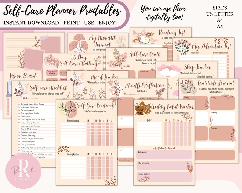 Self Care Planner Printables | Self Care Planner Bundle | Self Care ...