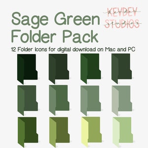 Green Desktop Folder Icons for Mac and PC: Digital Download