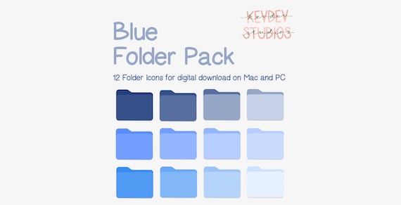 Blue Desktop Folder Icons for Mac and PC: Digital Download - Etsy