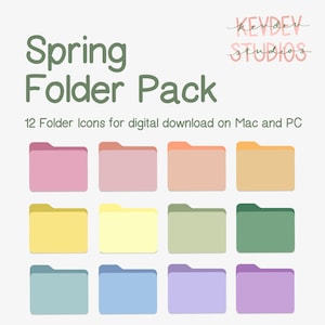 Simple Spring Desktop Folder Icons for Mac and PC: Digital Download