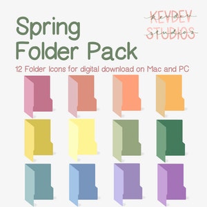 Spring Desktop Folder Icons for Mac and PC: Digital Download