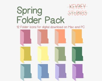 May include: A set of 12 colorful folder icons for digital download on Mac and PC. The icons are in various shades of pink, orange, yellow, green, blue, and purple.