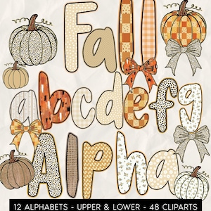 Retro Preppy Fall Floral Alphabet PNG | Pumpkin Season Letters | Grandmillennial Monogram Clipart for Mom Crafts |  Coquette Aesthetic Font