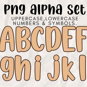 ORANGE Preppy Buchstaben und Zahlen PNG Bundle, helles Doodle Alphabet Clipart, bunte A-Z a-z 0-9 Sublimationsschrift, Lehrer-Handwerk-Design
