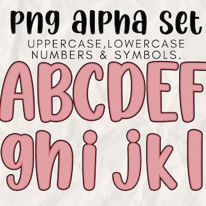 PINK Preppy Letters and Numbers PNG Bundle, Bright Doodle Alphabet Clipart, Colorful A-Z a-z 0-9 Sublimation Font, Teacher Craft Design