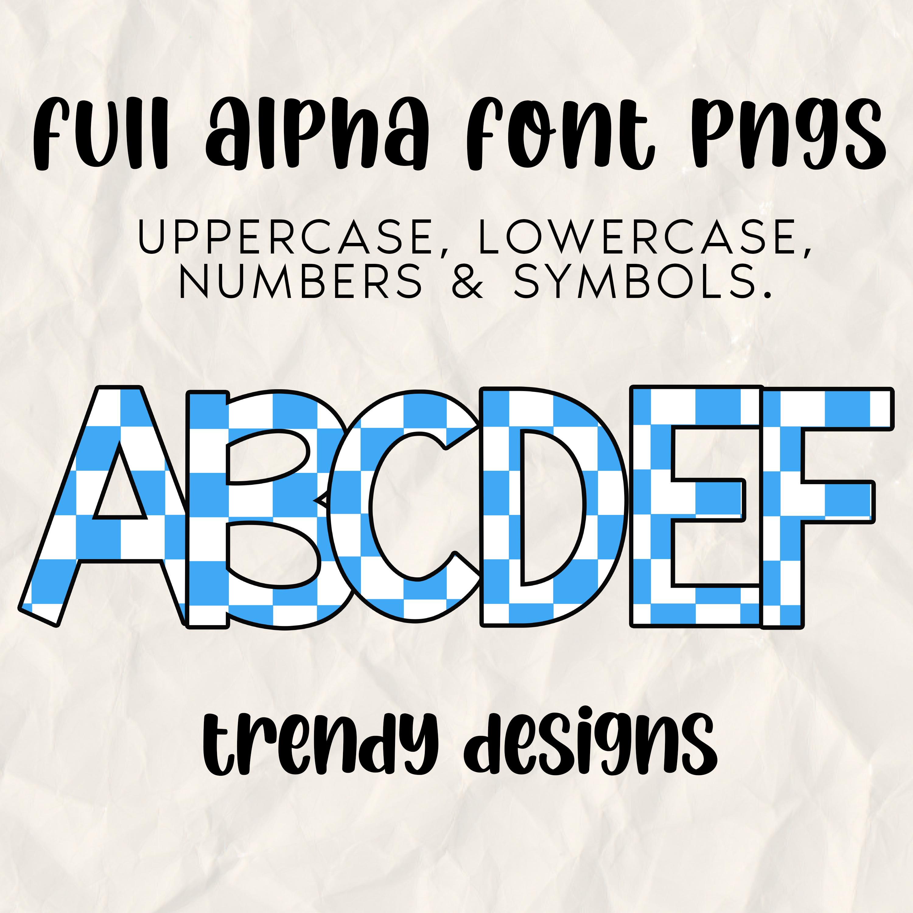 BLUE Checker Alphabet Bundle PNG, Upper & Lowercase, Alpha Doodle ...
