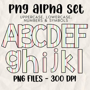 RAINBOW STRIPE Hand Drawn Alphabet PNG,Back-to-School Summer Doodle Letters,Teacher Font,First Day of School Clipart,Kindergarten png,teache