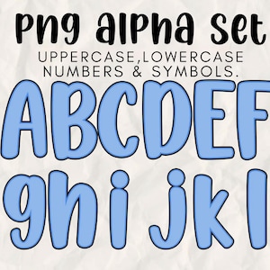 BLUE Preppy Letters and Numbers PNG Bundle, Bright Doodle Alphabet Clipart, Colorful A-Z a-z 0-9 Sublimation Font, Teacher Craft Design