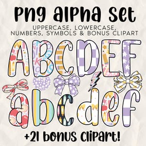 SCHOOL BUNDLE Hand Drawn Alphabet PNG,Back-to-School Summer Doodle Letters,Teacher Font,First Day of School Clipart,Kindergarten png,Preppy