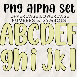 YELLOW Preppy Letters and Numbers PNG Bundle, Bright Doodle Alphabet Clipart, Colorful A-Z a-z 0-9 Sublimation Font, Teacher Craft Design