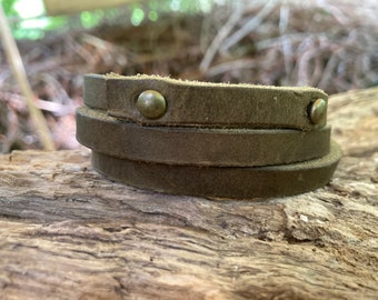 Lederarmband ,Wickelarmband |unisex| oliv