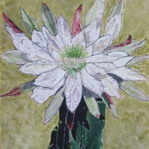 Flor de Cacto - Pintura Acrílica Original 9 x 12&quot;