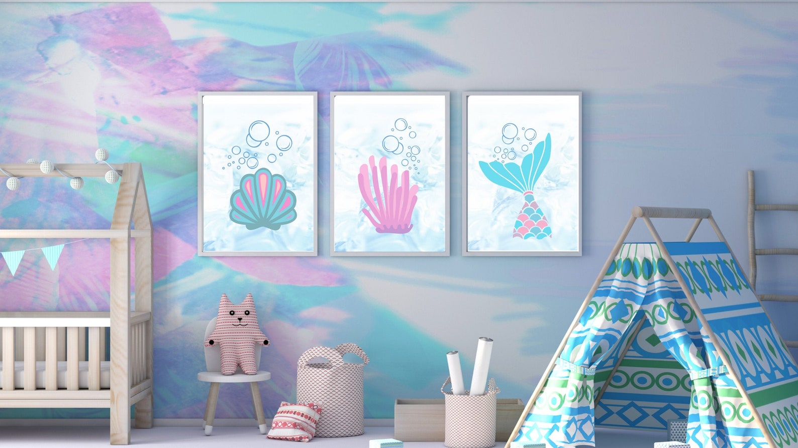 Girls Room Nursery Mermaid Wall Art. Instant Digital Download Etsy UK