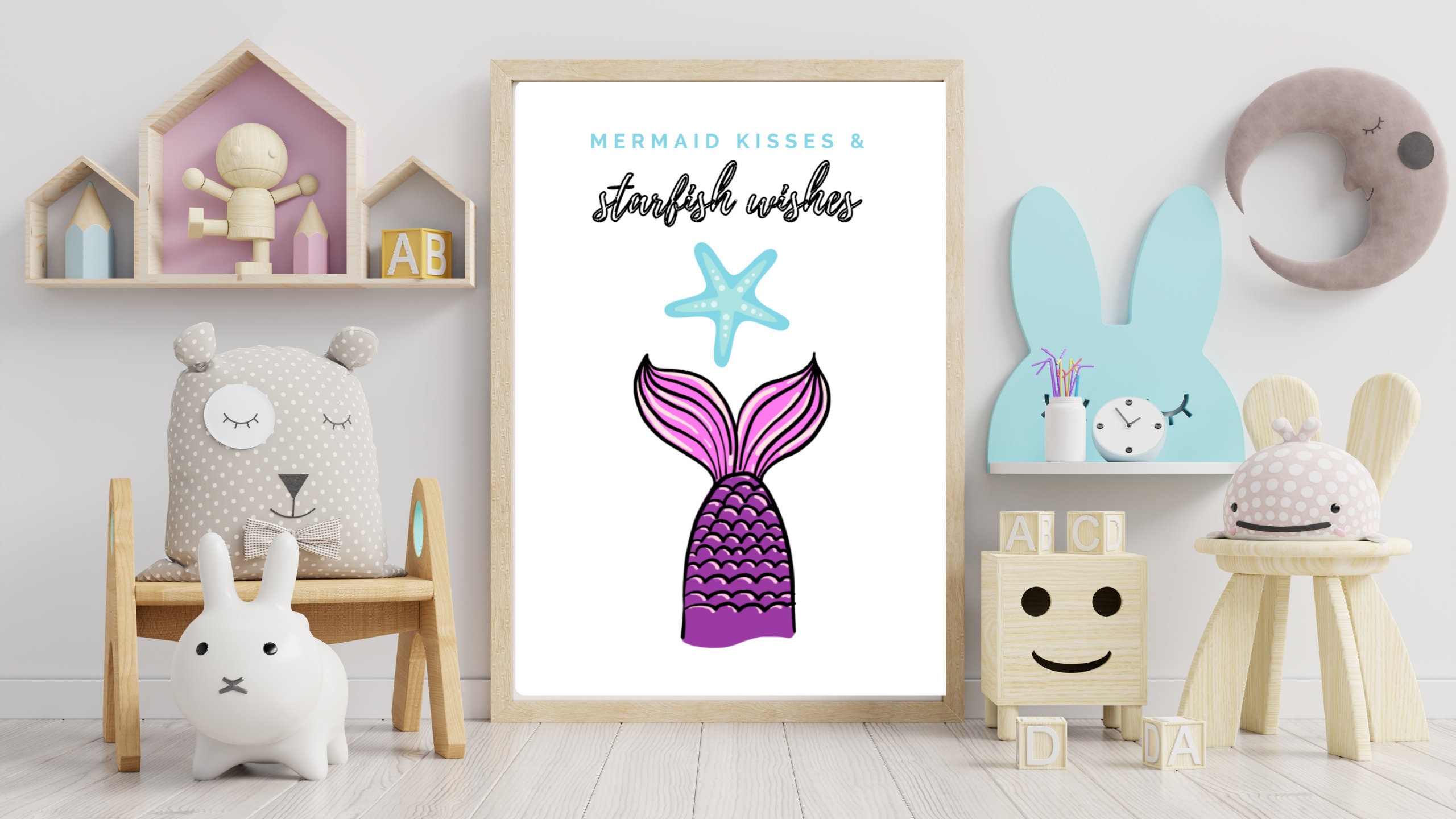 Mädchenzimmer Kinderzimmer Meerjungfrau Wandkunst. Sofortiger | Etsy