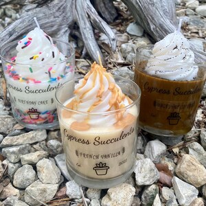 Bougies alimentaires - Bougies à dessert - Ensemble de bougies à la cire de soja - Bougies sur le thème de l&#39;alimentation et des boissons - Frappuccino au café - Gâteau d&#39;anniversaire - Jolies bougies décoratives