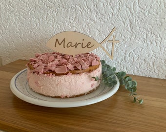 Comunión confirmación bautismo decoración pastel topper personalizado nombre etiquetas decoración de la mesa