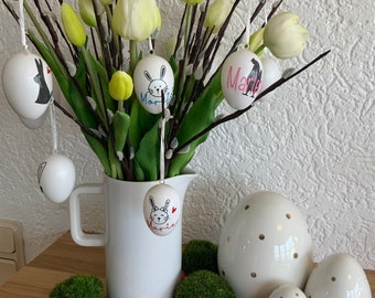 Huevos de Pascua personalizados Regalo de Pascua Decoración de Pascua con nombre conejito de Pascua individual