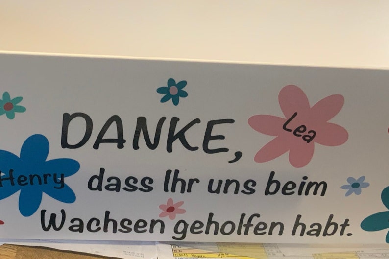 Abschiedsgeschenk Kindergarten Kiga Kita Tagesmutter Mittagsbetreuung Schule Grundschule personalisiert Blumen