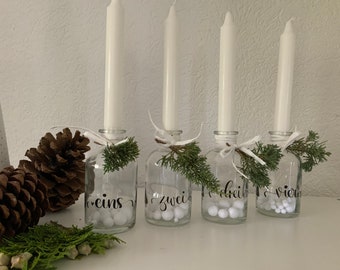 Advent wreath Advent candles in the bottle modern Advent wreath