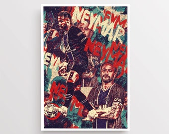 Neymar Kunstdruck - Paris - Fussball Bild - Fussball Poster - Soccer Print - Fussball geschenk - Neymar - Fußballposter , Brasil