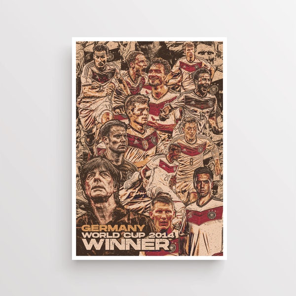 Deutschland Kunstdruck - Weltmeisterschaft 2014 - Fussball Bild - Fussball Poster - Soccer Print - Fussball geschenk -  Fußballposter -Bild