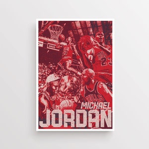 Michael Jordan Art Print-koszykówka-plakat sportowy-obraz koszykówki-prezent sportowy, NBA-Chicago Bulls-plakat NBA z lat 90.