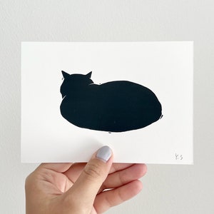 Sleeping Cat/Mini Lino Print A6/Handmade/Cat Print/Cat Lover