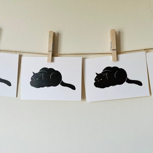 Loafing Cat/Mini Lino Print A6/Handmade/Cat Print/Cat Lover image 5