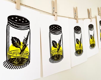 Firefly In A Jar/Lino Print/A5/Norwegian Wood/Haruki Murakami/Handmade/Handprinted