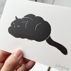 Loafing Cat/Mini Lino Print A6/Handmade/Cat Print/Cat Lover image 4
