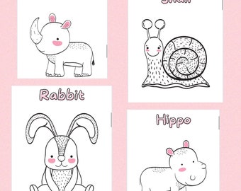 Cute animal 24 cartoon print coloring pages-anime cartoon character coloring sheets-instant download.