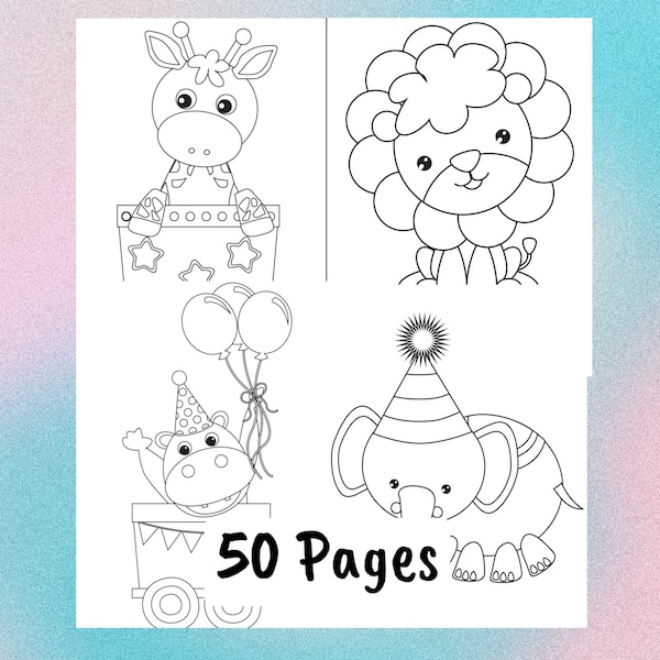 Circus clowns 50 printable coloring pages-kids fun activity-anime art-digital download-clown art-circus art-anime art-summer activities