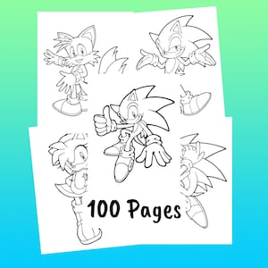 Sonic Coloring Pages for Children and Adults-anime art-digital download-kids fun activities-hedgehog coloring-boys print book