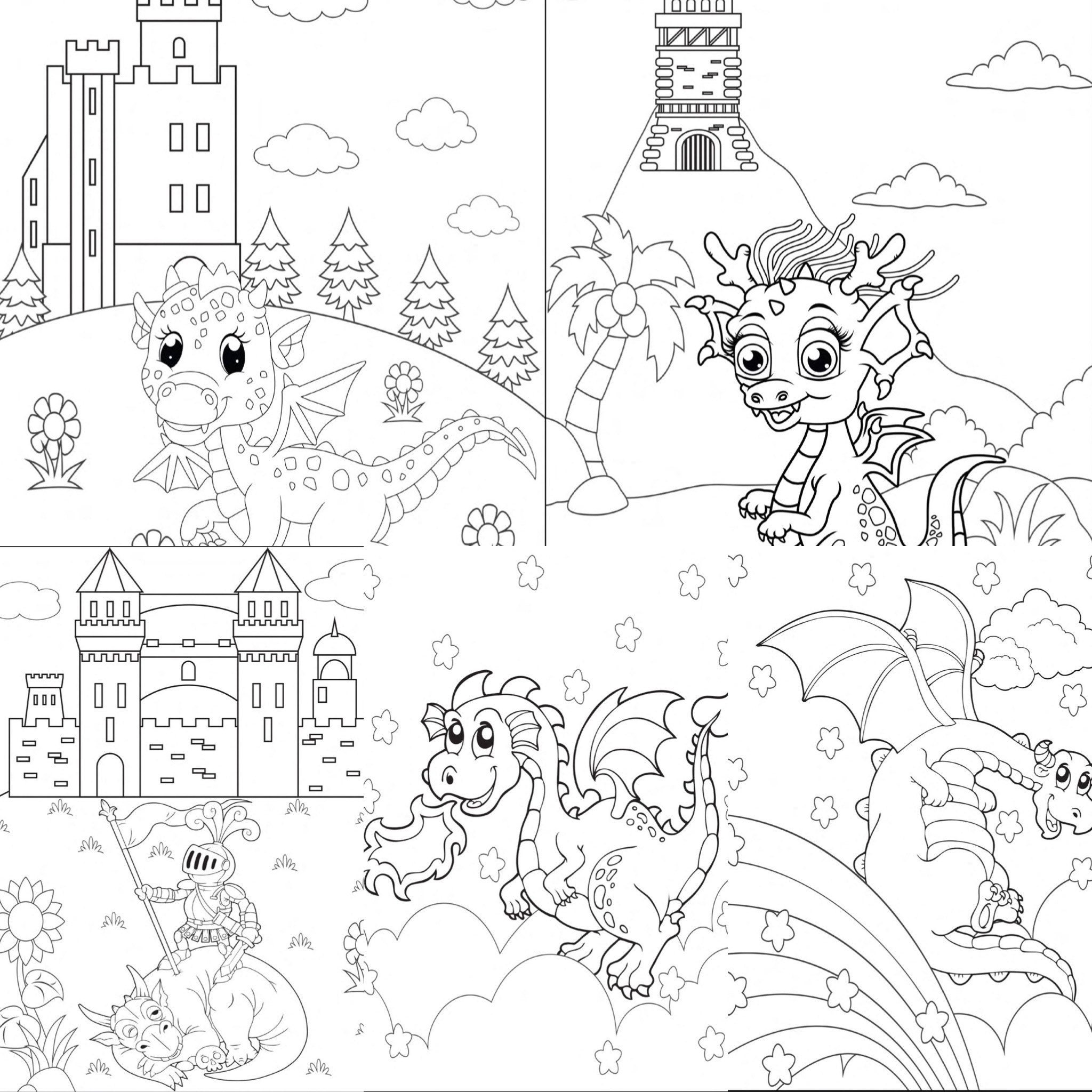 Dragon Coloring Pages 50 Printable Color Pages for - Etsy