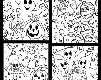 Halloween 50 printable coloring pages-instant download-holiday coloring sheets-character coloring-cartoon coloring sheets-