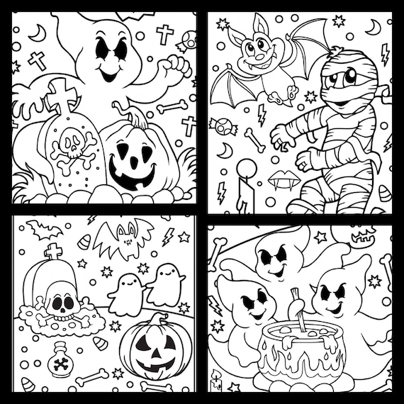 Halloween 50 printable coloring pages-instant download-holiday | Etsy