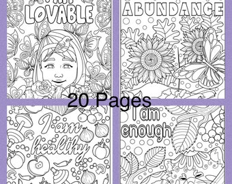 I AM printable coloring pages-instant download-positive affirmation sheets-digital download-kids teens adult coloring pages