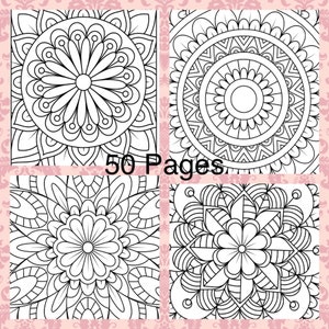 Square Mandalas 50 printable coloring pages-instant download-teens and adult coloring pages-meditation sheets