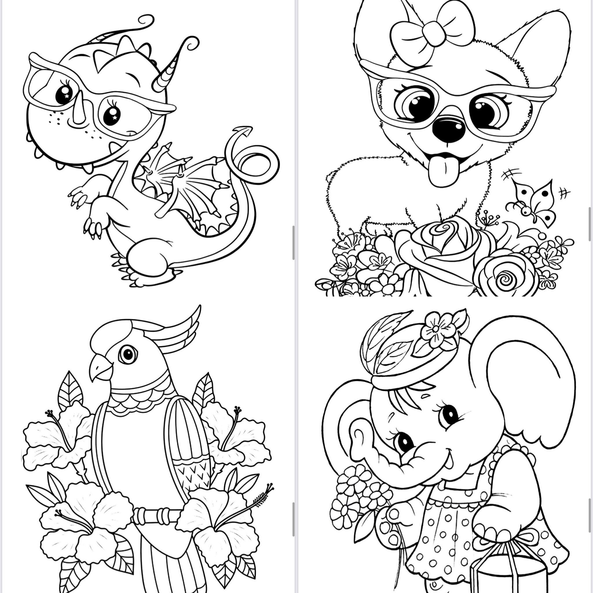 Adorable Animal 24 Printable Coloring Pages-instant Download-fun Kids
