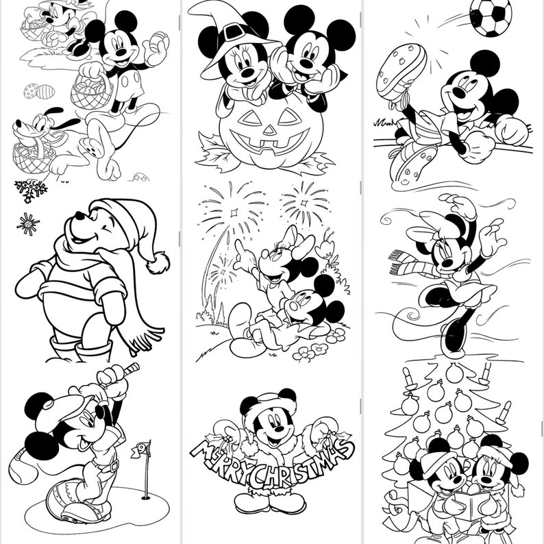Páginas para colorear de Mickey Mouse para niños - Libro para colorear de Disney - Arte digital de Winnie The Pooh y sus amigos - Descarga instantánea imagen 6
