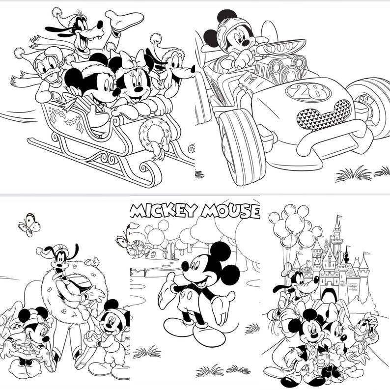 Páginas para colorear de Mickey Mouse para niños - Libro para colorear de Disney - Arte digital de Winnie The Pooh y sus amigos - Descarga instantánea imagen 2