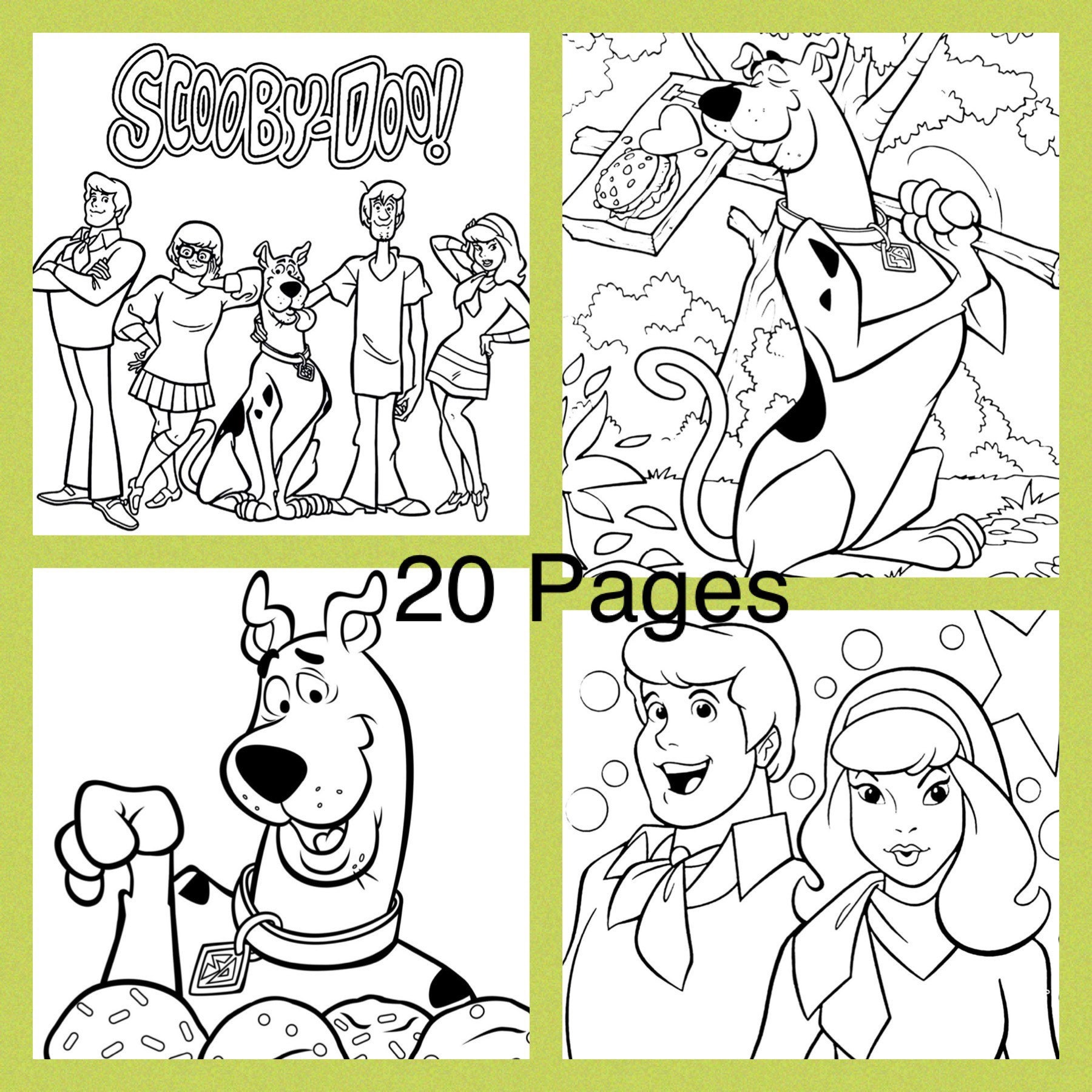 20 Scooby Doo Printable Coloring Pages-instant Download-coloring