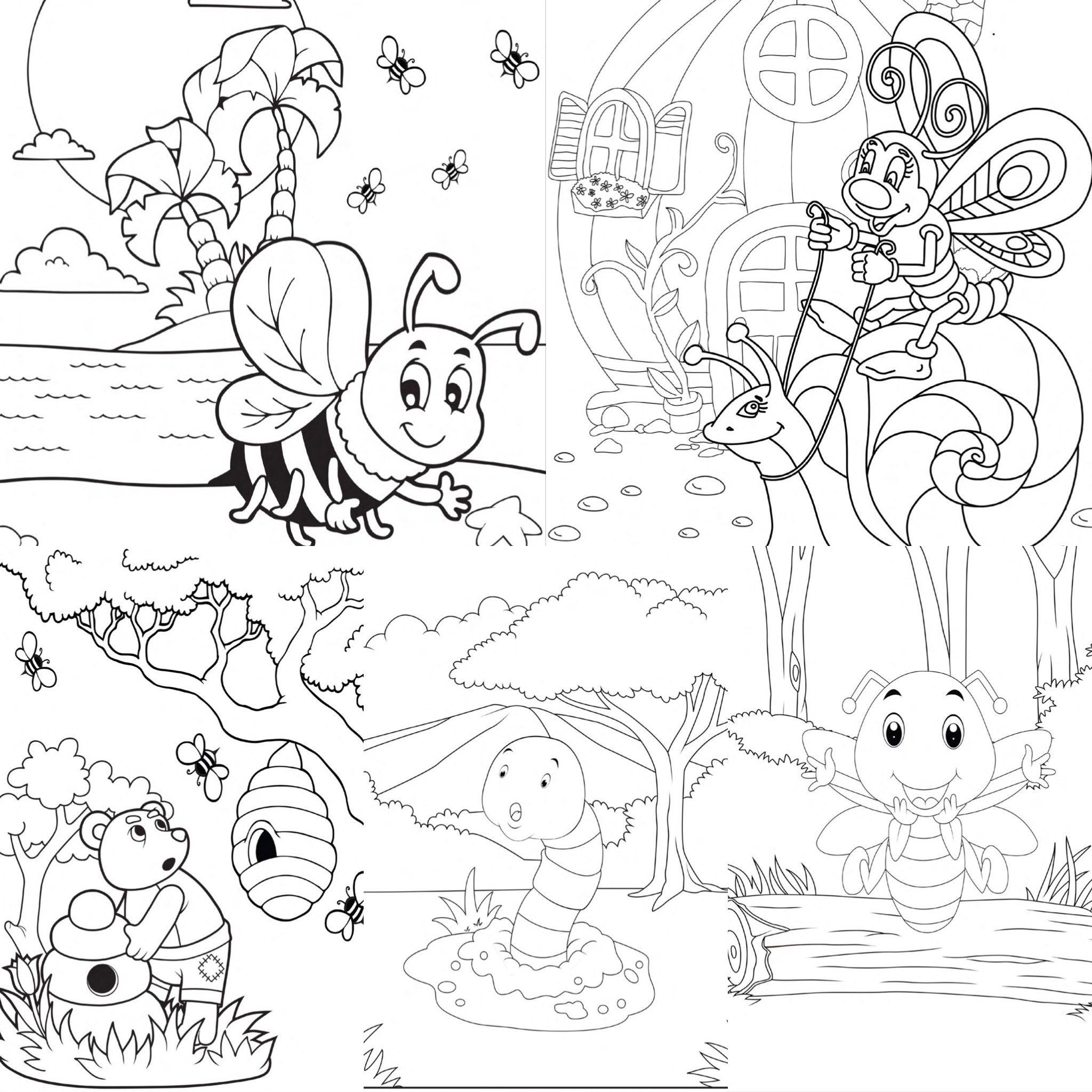 Insects Coloring Pages 50 Printable Pages-anime art-digital | Etsy