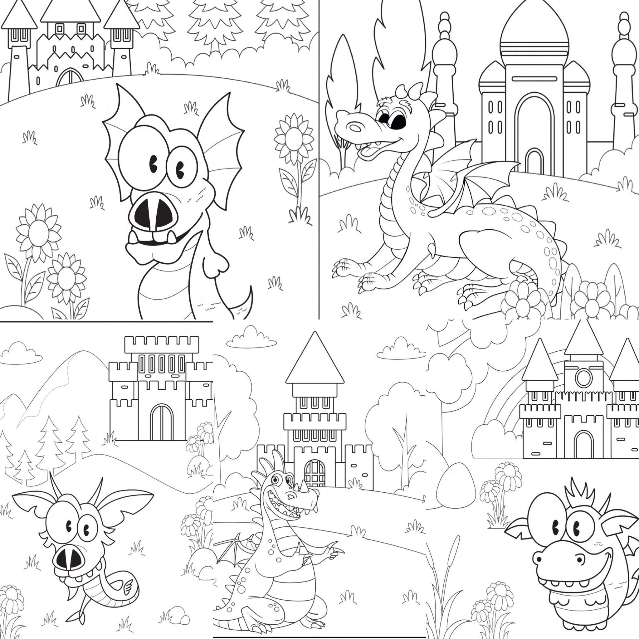 Dragon Coloring Pages 50 Printable Color Pages for | Etsy