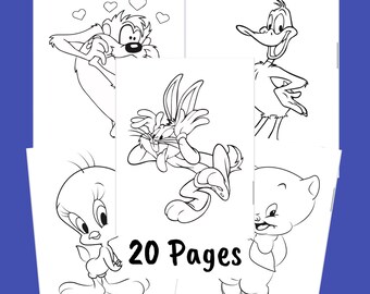 Looney Tunes printable 20 coloring pages-bunny art-anime clip art-looney tunes characters-instant download-fun activity for kids-teens-adult