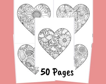 Heart Mandala Art Coloring Pages - Anime Art Coloring Sheets - Printable Mandala Digital File - Instant Download