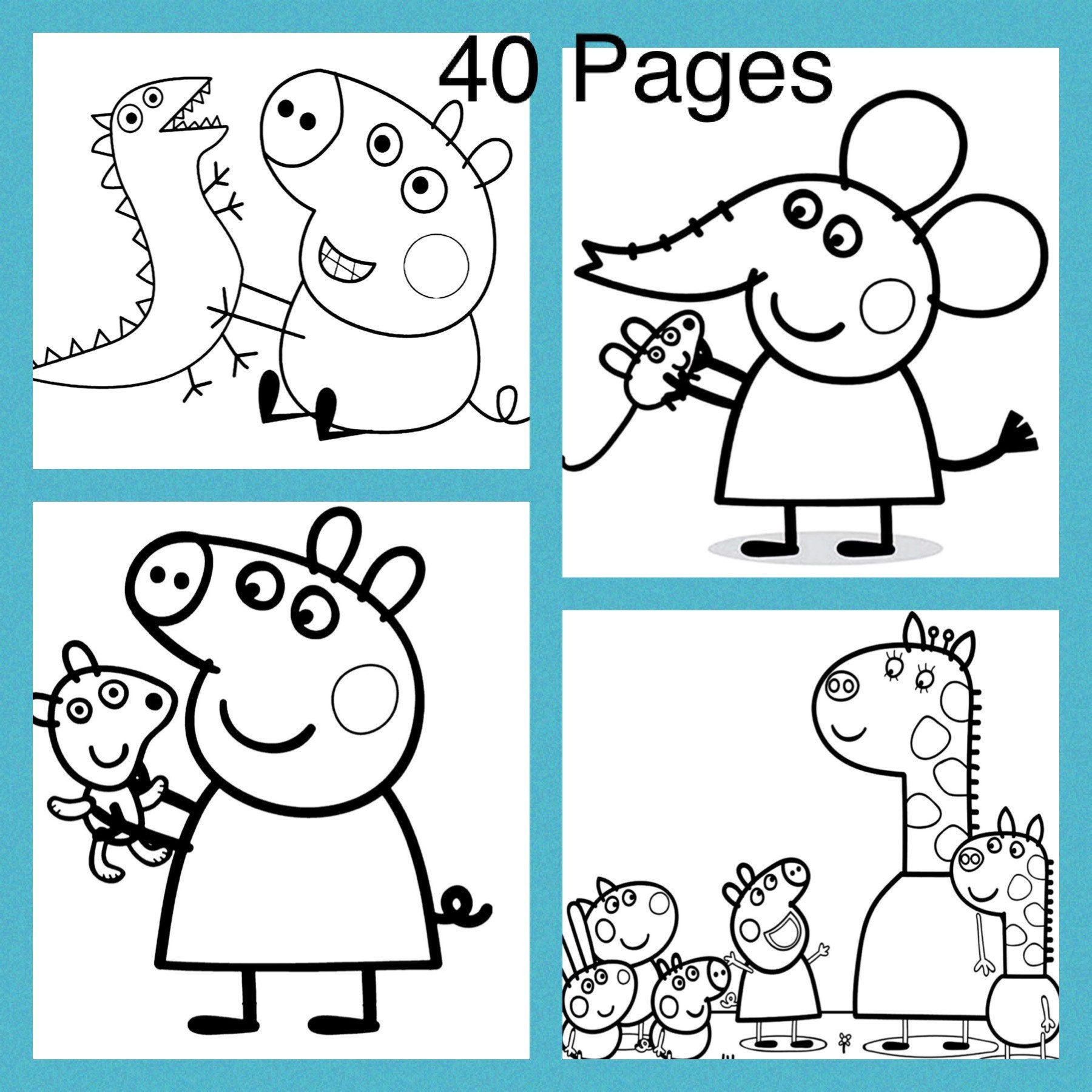 Peppa Pig printable coloring pages-instant download-kids fun | Etsy