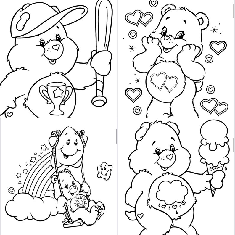 Care Bear Printable Coloring Pages- - Etsy