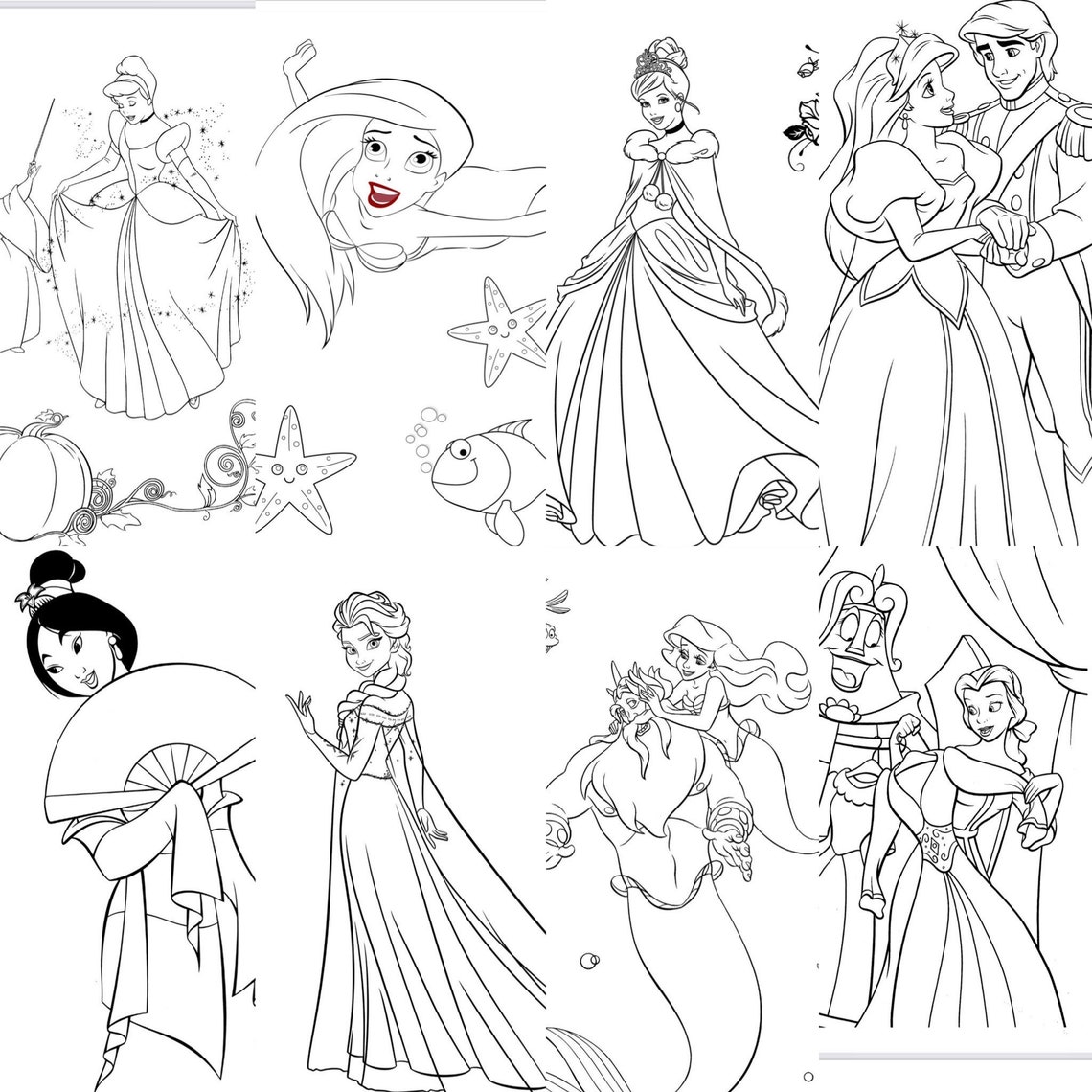 Disney Princess Printable Coloring Pages-instant - Etsy