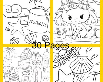 Seasons summer printable coloring pages-instant download-